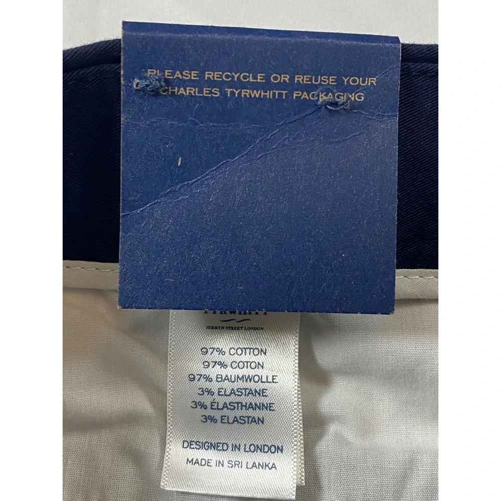Charles Tyrwhitt Mens Navy Slim Fit Lightweight Trouser Pants 36W 30L TRT0409NAV - Picture 6 of 11